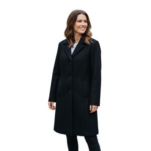 Anne Klein Black Wool Blend Coat Women's Size 10P